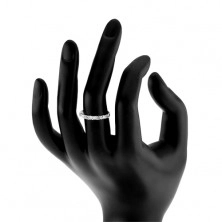 Inel de logodnă din argint 925, dungă de zirconii transparente, braţe netede