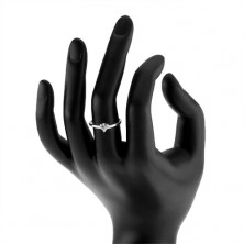 Inel de logodnă, zirconiu în formă de inimă, transparent, argint 925