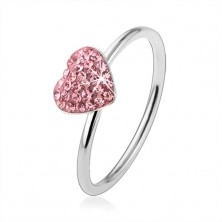 Inel din argint 925 cu inimă din zirconiu roz deschis