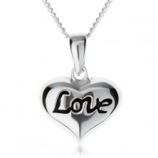 Colier ajustabil, inimă cu inscripţia "Love", argint 925