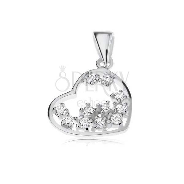 Pandantiv din argint 925, zirconii transparente încrustate în contur de inimă