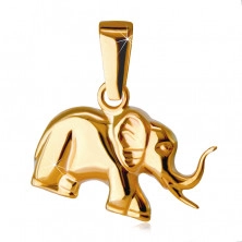 Pandantiv din aur galben 9K - elefant strălucitor în mers