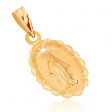 Pandantiv din aur galben 9K - medalion reversibil cu Fecioara Maria