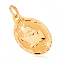 Pandantiv din aur 375 - medalion oval, înger sprijinindu-şi capul în mâini