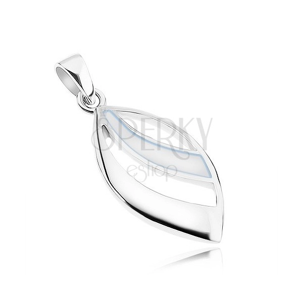 Pandantiv - argint 925, oval uşor convex, decupaje, sidef alb