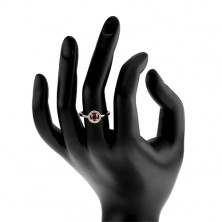 Inel de logodnă din argint 925, zirconiu rotund roşu, margine transparentă