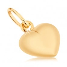 Pandantiv realizat din aur galben de 9K - inimă convexă reversibilă, luciu superior