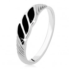 Inel din argint 925, trei valuri negre, striații oblice