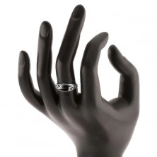 Inel realizat din argint 925, două lacrimi negre, decorație filigranată