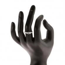 Inel de logodnă din argint 925, zirconiu rotund transparent, inimi, linie de zirconiu