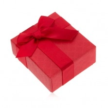Cutie de cadou pentru inel, roşie, fundă, model decorativ