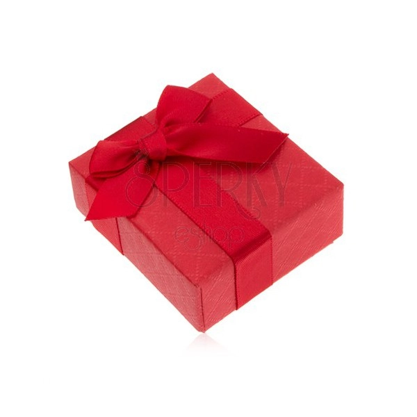 Cutie de cadou pentru inel, roşie, fundă, model decorativ