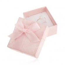 Cutiuţă de cadou pentru inel, roz, lucioasă, cu o fundă