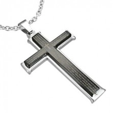Pandantiv din oțel cu cruce dublă și rugăciune