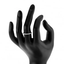 Inel din argint 925, dungă strălucitoare încrustată cu zirconii mici, transparente