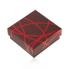 Cutiuță de cadou pentru bijuterii, negru cu roșu, linii intersectate și dungi fine