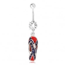 Piercing pentru buric, din oţel inoxidabil, pantof decorat cu steagul Confederaţiei