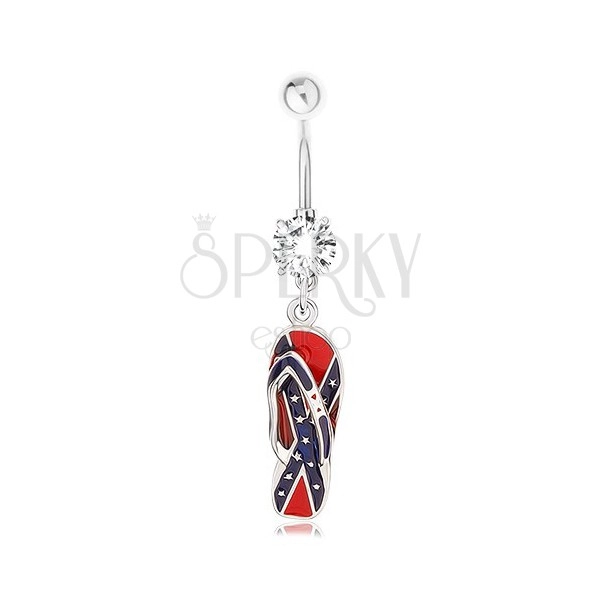 Piercing pentru buric, din oţel inoxidabil, pantof decorat cu steagul Confederaţiei