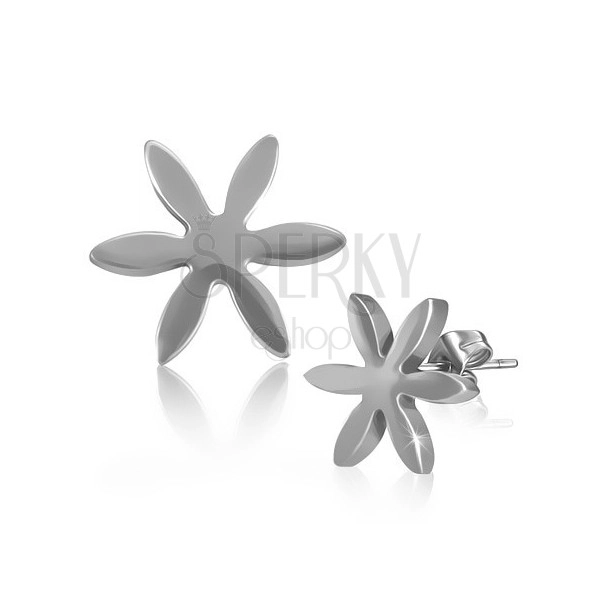 Cercei din oțel 316L, argintii, floare cu petale alungite