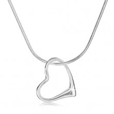 Colier din argint 925, lanț gros- șarpe, contur inimă asimetrică