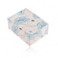 Cutie de cadou din hârtie pentru inel și cercei sau lanț, maci albaștri