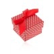 Cutie roșie de cadou pentru inel sau cercei, buline albe, fundă