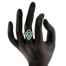 Inel realizat din argint 925, buchet strălucitor din zirconii verzi cu  margine transparentă