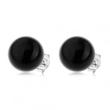 Cercei realizați din argint 925, perlă rotundă lucioasă de culoare neagră, 10 mm