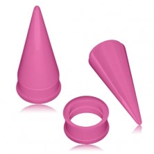 Set piercinguri de ureche - plug tunel sau tunel și con, culoare roz, con