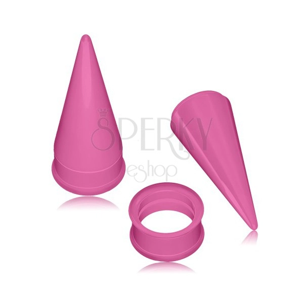 Set piercinguri de ureche - plug tunel sau tunel și con, culoare roz, con