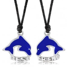 Două coliere pentru prieteni, delfin albastru transparent, BEST FRIEND