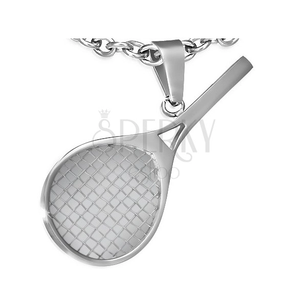 Pandantiv argintiu din oțel chirurgical, rachetă de tenis