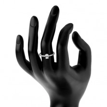 Inel de logodnă din argint 925, brațe subțiri, zirconiu transparent - oval