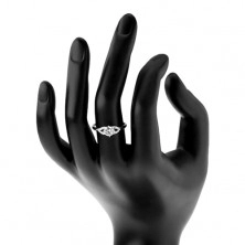 Inel din argint 925, brațe lucioase, zirconiu transparent, contur strălucitor - bobiță