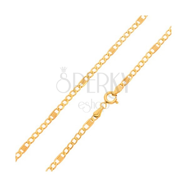 Lanț din aur 585 - zale mai mici, plate și o za mai lungă cu crestături , 550 mm 
