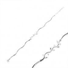 Brățară din argint 925, lanț ondulat, onduleu cu zirconii rotunde transparente