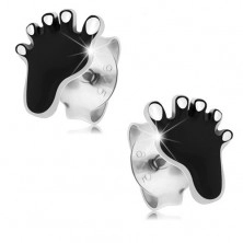 Cercei din argint 925, amprentă neagră picior cu degete albe