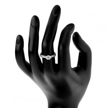 Inel din argint 925, braţe strălucitoare înguste, zirconiu rotund transparent