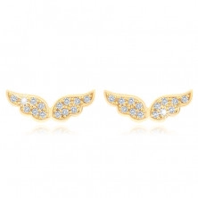 Cercei din aur 585 - aripi strălucitoare de înger încrustate cu zirconii transparente