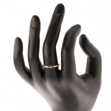Inel de logodnă de aur de 14K - zirconiu rotund transparent, braţe cu crestături