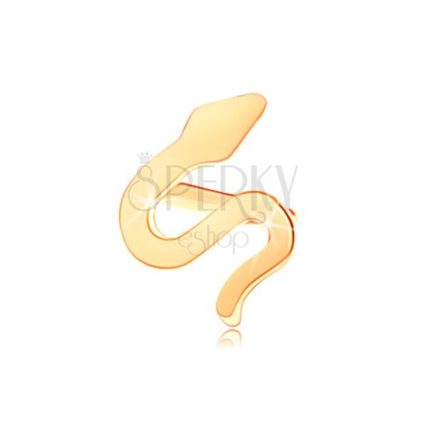 Piercing pentru nas din aur 585 - şarpe răsucit, suprafaţă plată lucioasă
