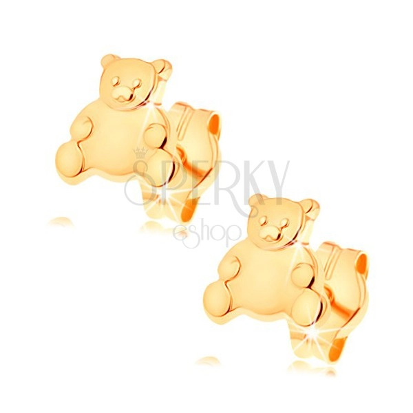 Cercei din aur 585 - ursuleț adorabil cu burtă netedă, lucioasă
