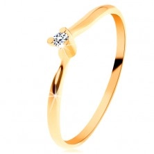 Inel lucios din aur de 14K - diamant strălucitor, braţe înguste