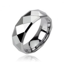 Inel din tungsten cu suprafaţă lucioasă de culoare argintie, 8 mm