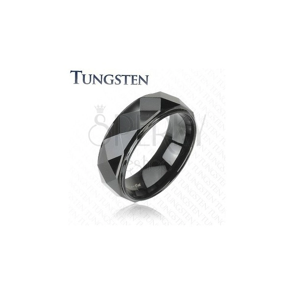 Inel din tungsten negru, linie proeminentă cu suprafaţă lucioasă, 8 mm