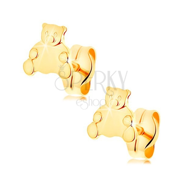 Cercei din aur 585 – urs adorabil sezând, închizătoare cu șurub