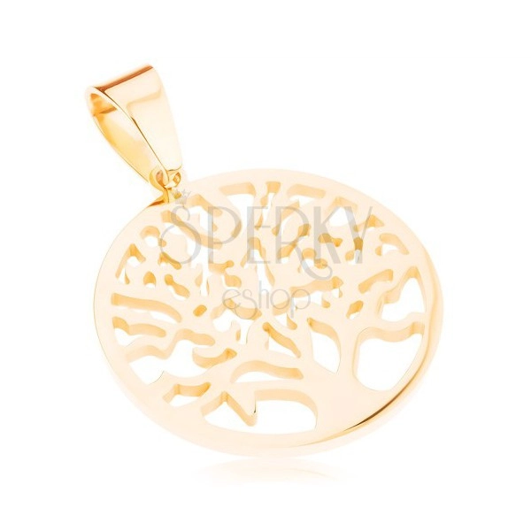 Pandantiv auriu fabricat din oțel chirurgical, arbore ramificat într-un contur