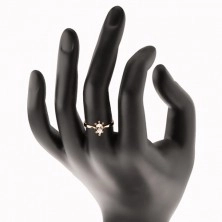 Inel din aur galben de 14K - zirconiu transparent în formă de lacrimă, zirconii proeminente
