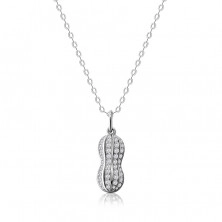 Colier din argint 925,  formă de alună lucioasă cu perle rotunde