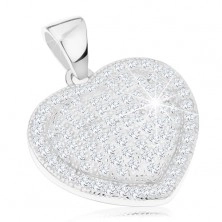 Pandantiv din argint 925, inimă proeminentă împodobită cu zirconii transparente
